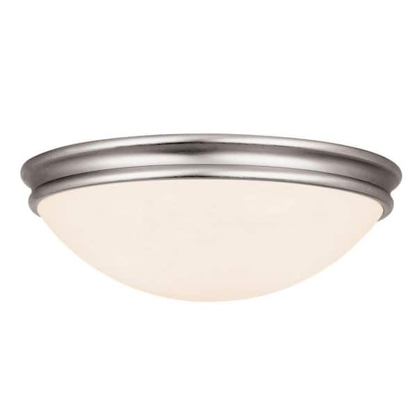 Atom 14 in. 3-Light Brushed Steel Flush Mount