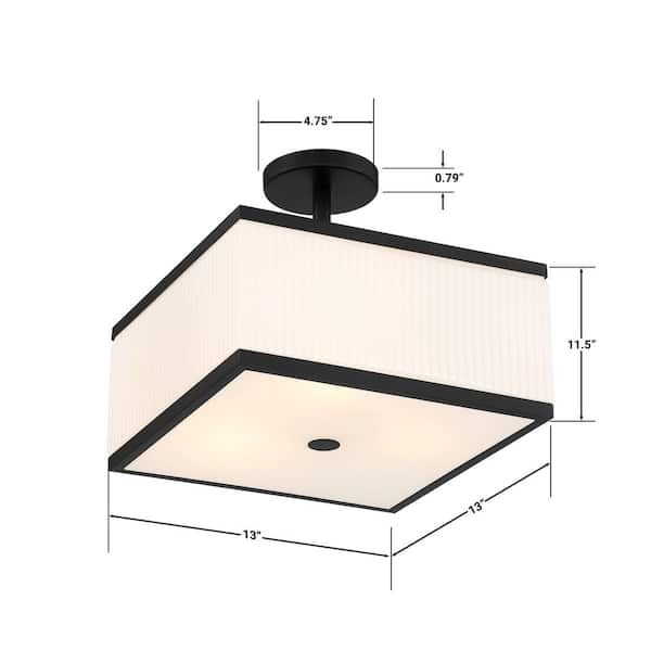 Ashbury 13 in. 3-Light Black Square Flush Mount