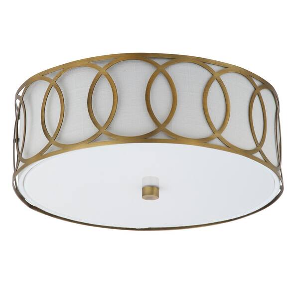 Aria 2-Light 12.25 in. Metal LED Flush Mount, Brass Gold