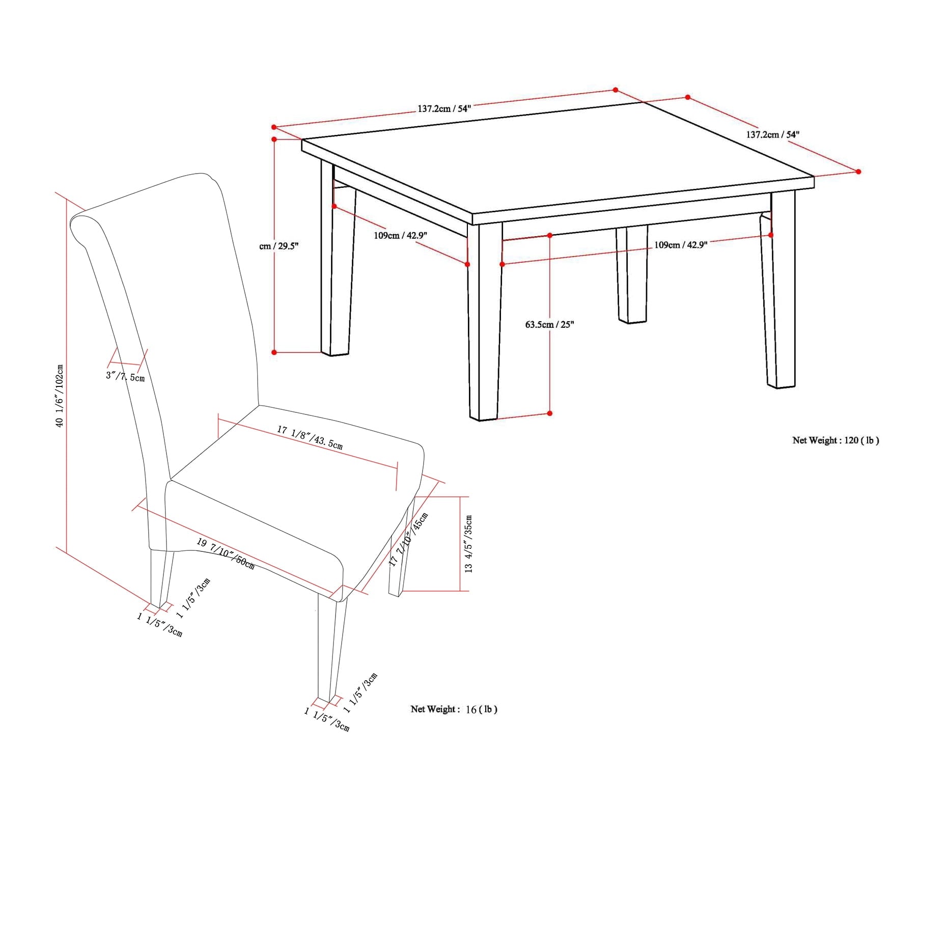 Avalon Transitional 9 Pc Dining Set with 6 Upholstered Dining Chairs in Dove Grey Linen Look Fabric and 54 inch Wide Table-Finish:Dove Grey Linen,Number of Items:9 Piece