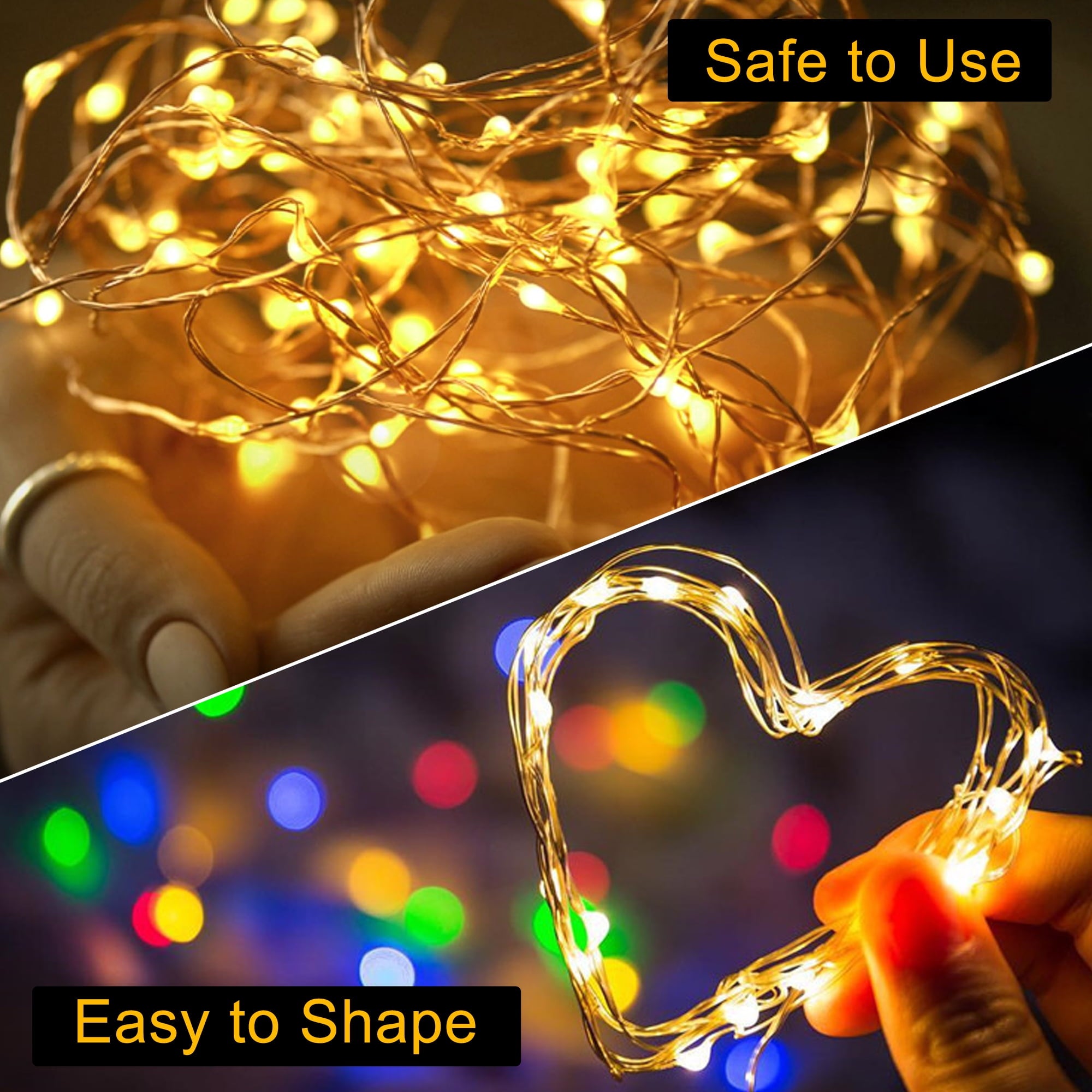 DAYBETTER Solar Fariy String Lights Outdoor, 50FT 150 LED Waterproof Copper Wire 8 Modes for Garden Patio Tree Christmas Party Wedding Halloween decoration(Warm White)(2-Pack)