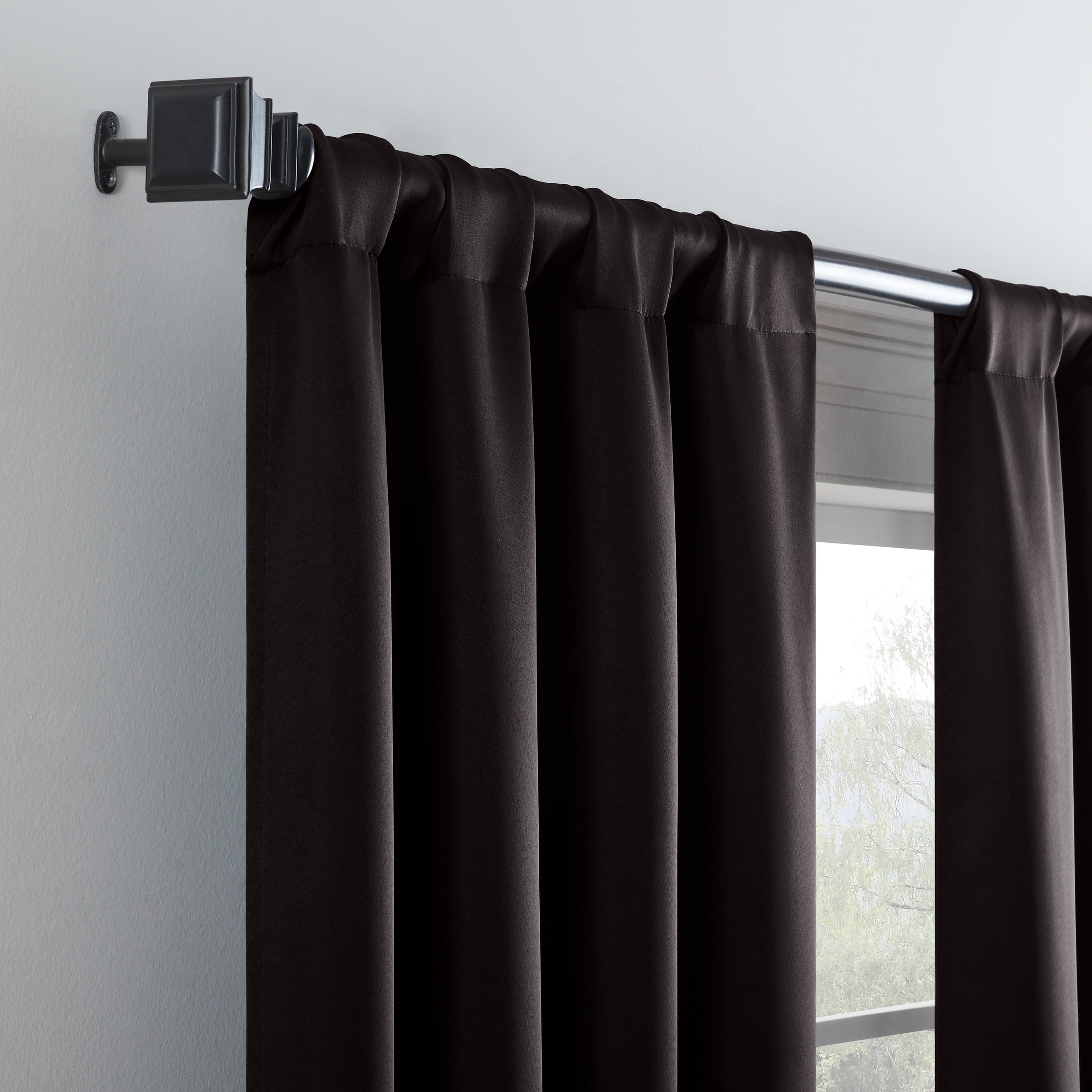 Eclipse Darrell Blackout Rod Pocket Window Curtain Panel, Black, 37x63