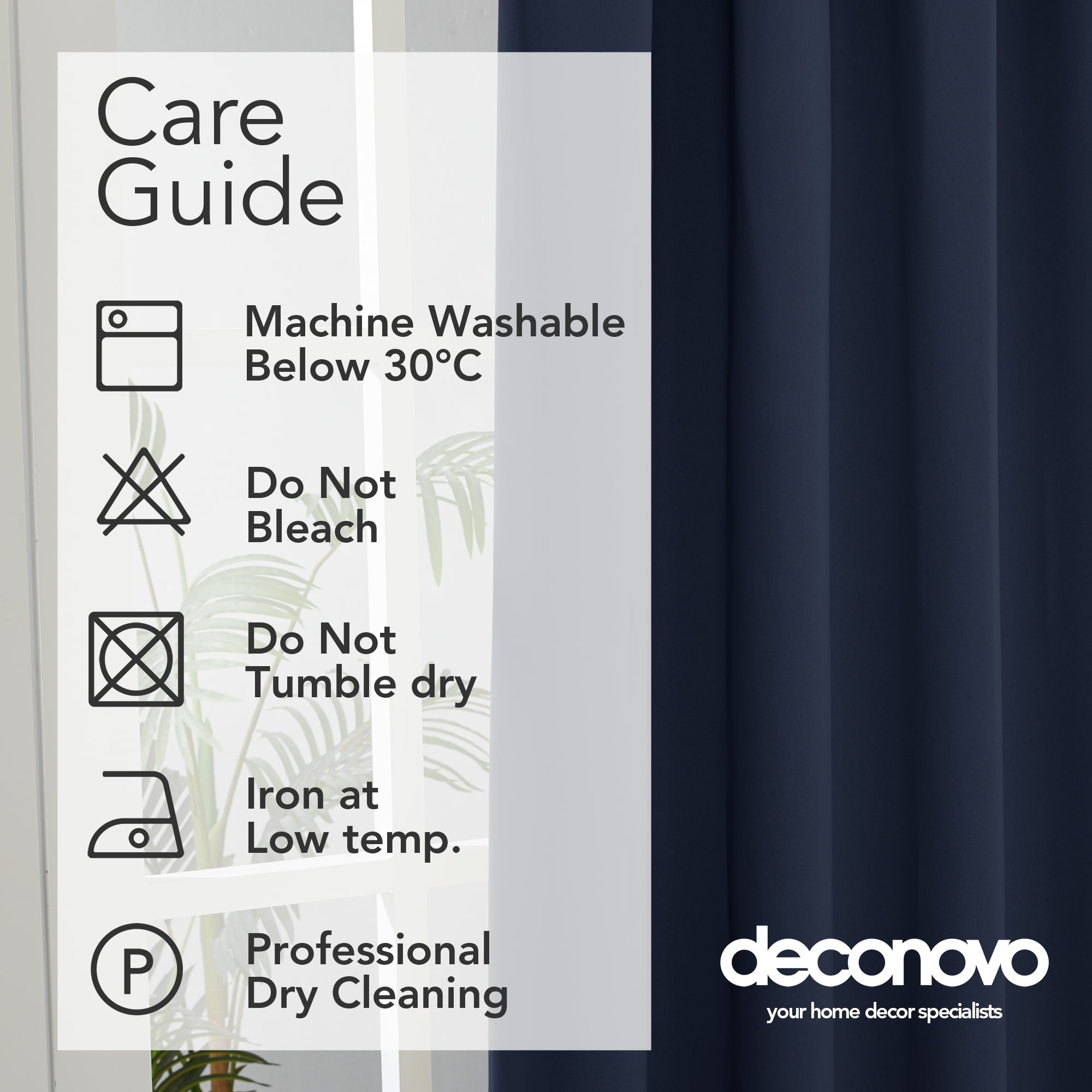 Deconovo Room Darkening Curtain for Bedroom Living Room Rod Pocket Solid Thermal Insulated Blackout Curtains 52 x 63 inch Set of 2 Navy Blue