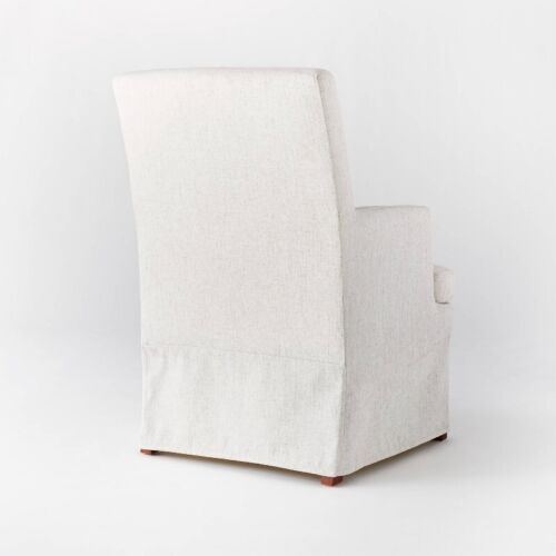 Upholstered Slipcover Dining Chair Cream Plywood Frame 100% Cotton