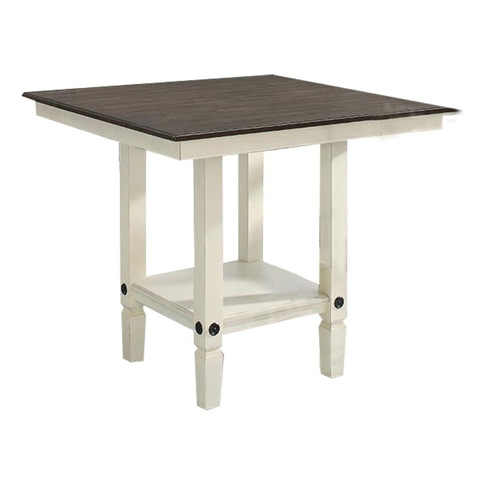 Intercon Glennwood Square Gathering Table w/Shelf, Rubbed White and Charcol finish