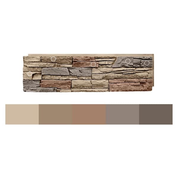 Stacked Stone Desert Sunrise 12 in. x 42 in. Composite Faux Stone Siding Panel