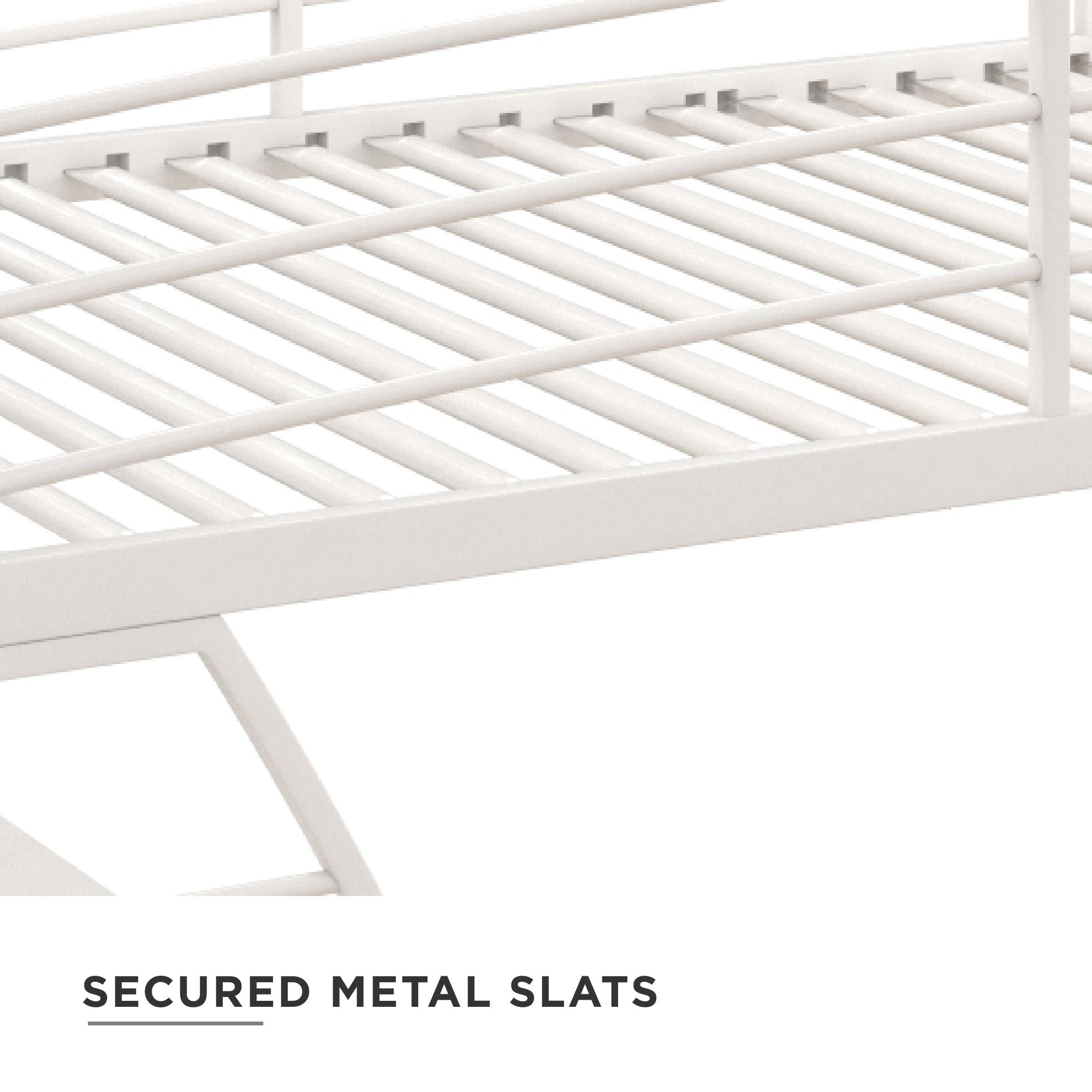 DHP Sage Studio Twin Metal Loft Bed with Integrated Desk and Shelves, Off White