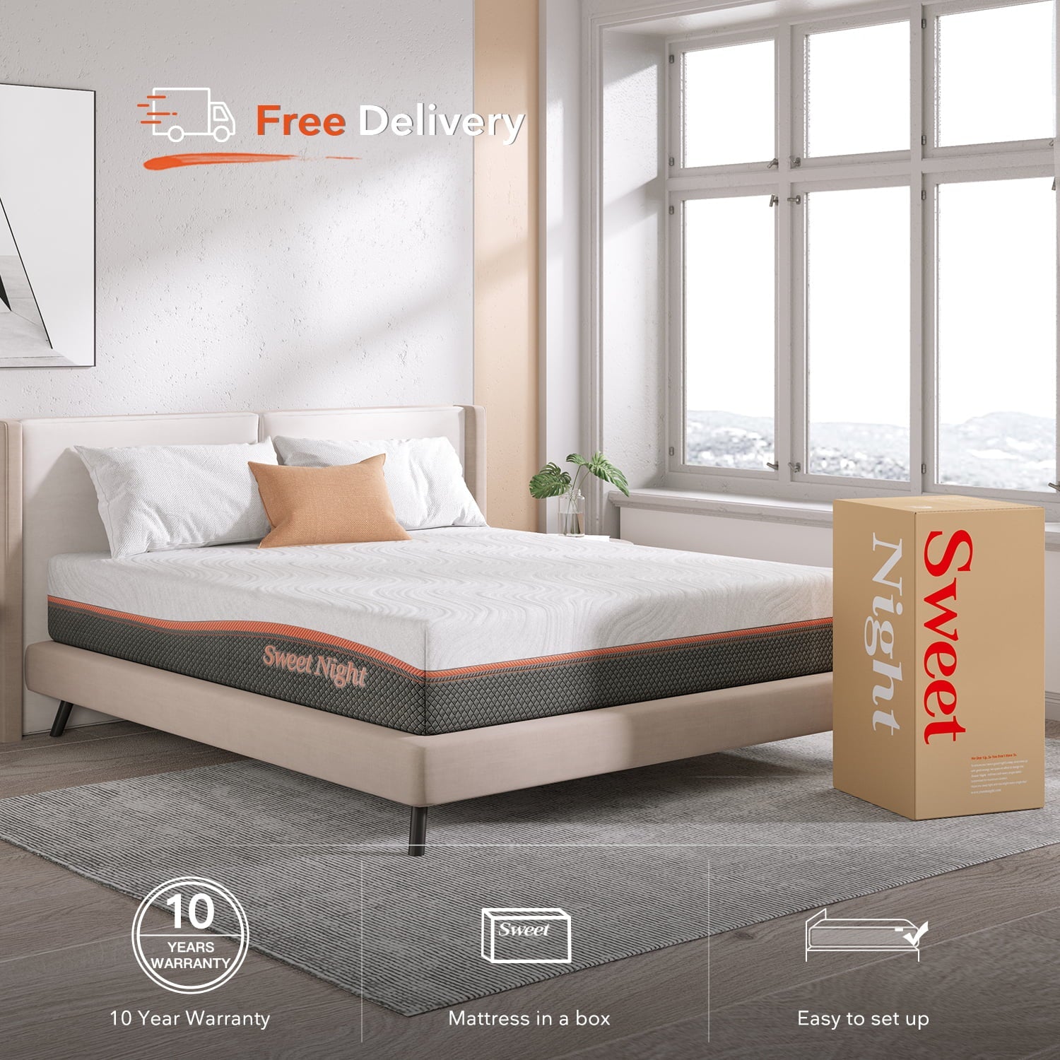 10 Inch Cooling Gel Infused Memory Foam Mattresses Pocket Spring Hybrid Mattresses, Queen Mattresses