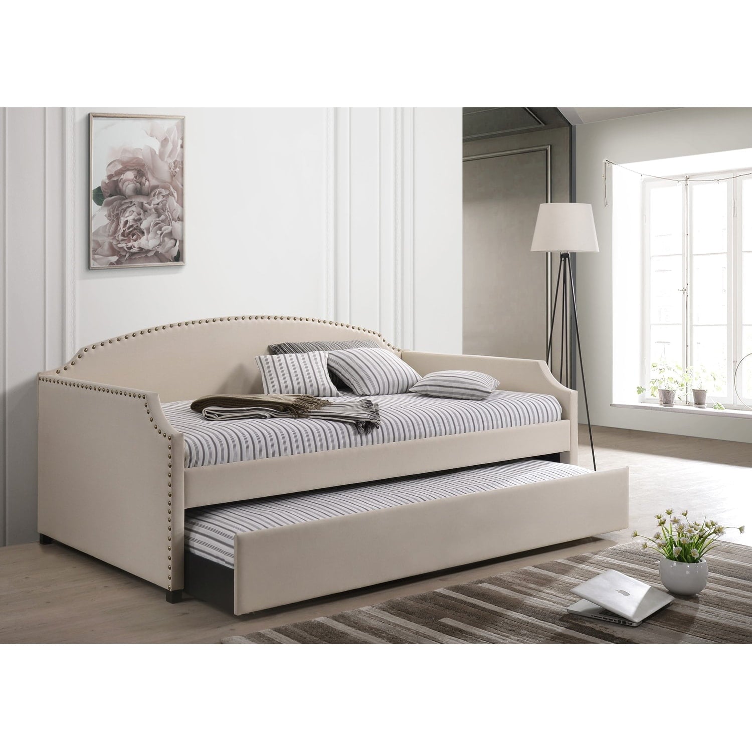 Yamna Upholstered Twin Daybed Grey