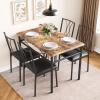 Yesfashion 5 Piece Kitchen Table Set, Metal and Wood Rectangular Dining Room Table Set with 4 Upholstered Chairs