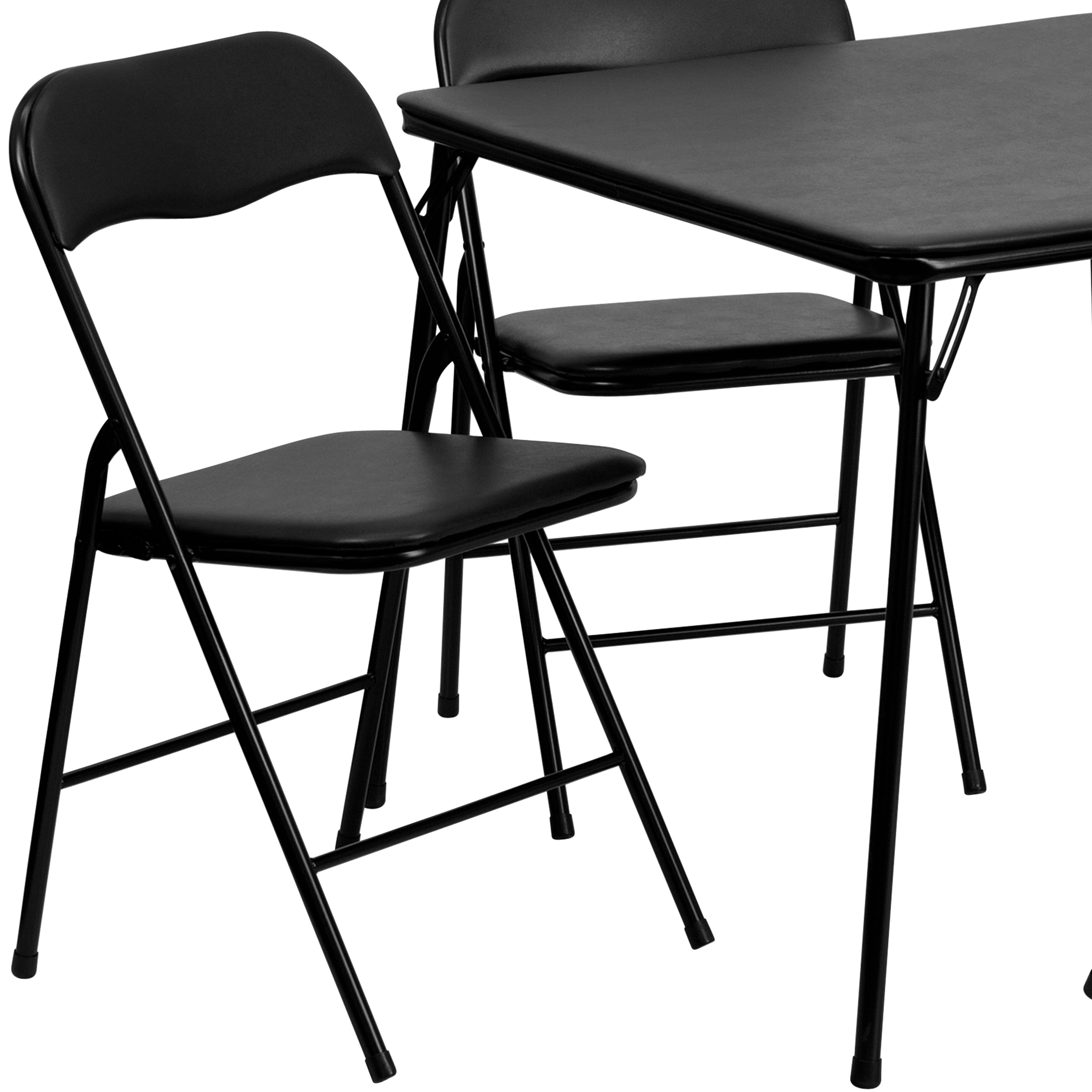 Emma + Oliver 5 Piece Black Folding Game Room Card Table and Chair Set