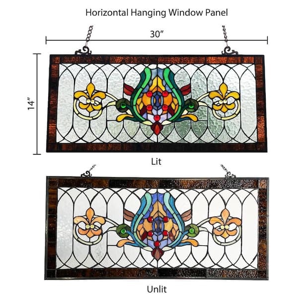 Fleur De Lis Stained Glass Pub Window Panel