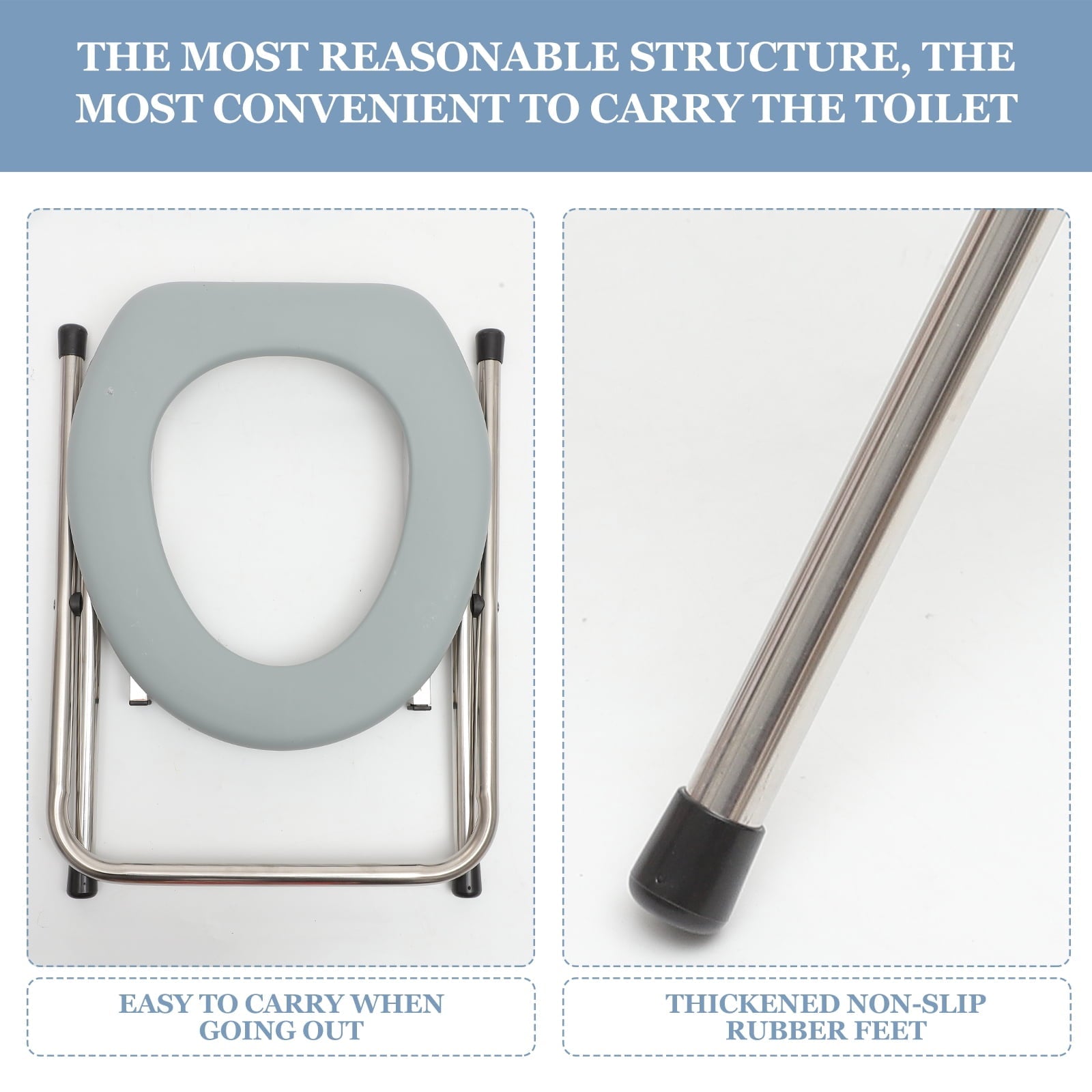 NUOLUX 1PC Foldable Bathroom Toilet Chair Portable Toilet Stool Potty Chair for The Old