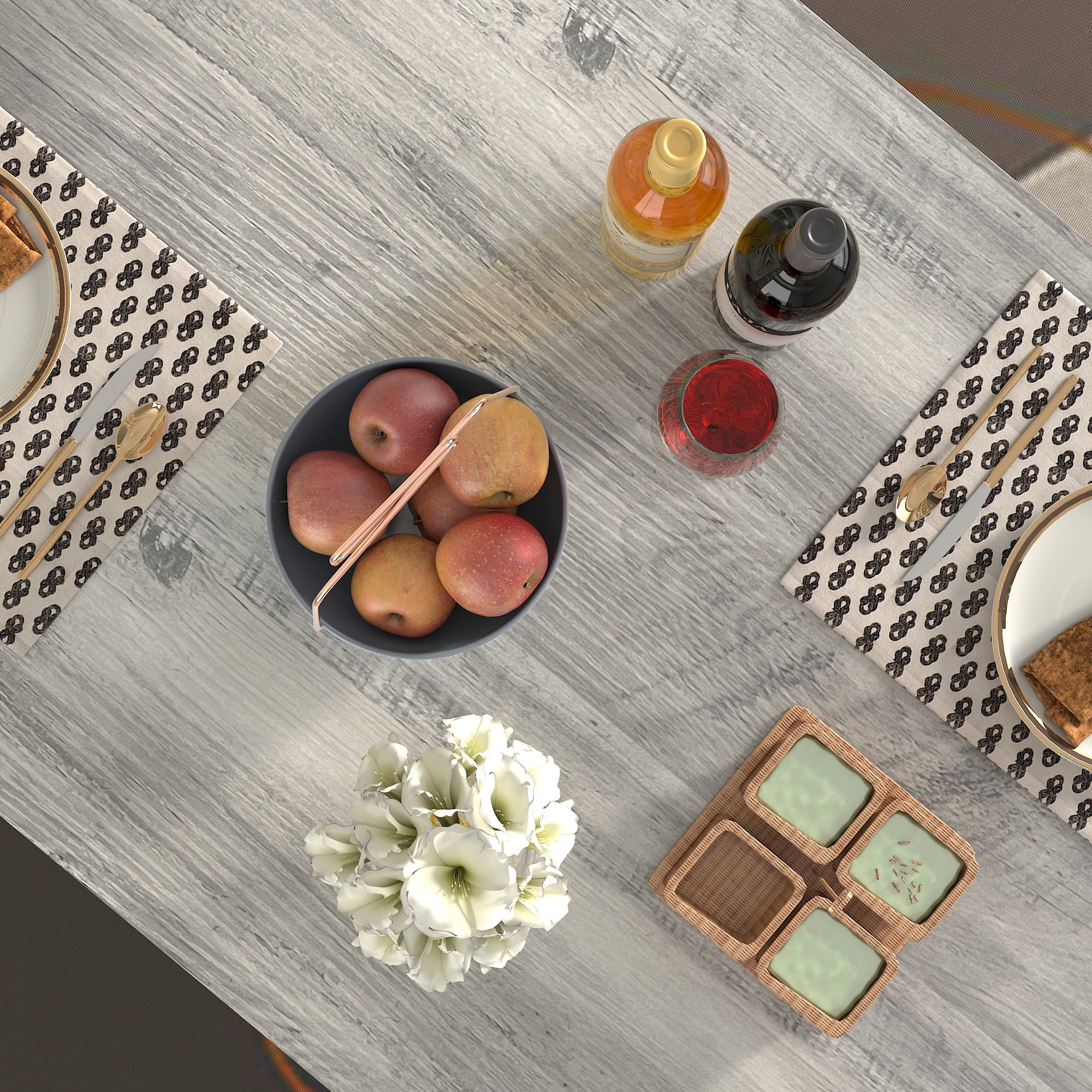 Dining Table Set, 4 Piece Dining Room Table Set for Small Spaces, Kitchen Table with 2 Chairs and a Long Bench, Space-Saving Table Set for Kitchen, Dining Room, Restaurant - Easy to Assemble