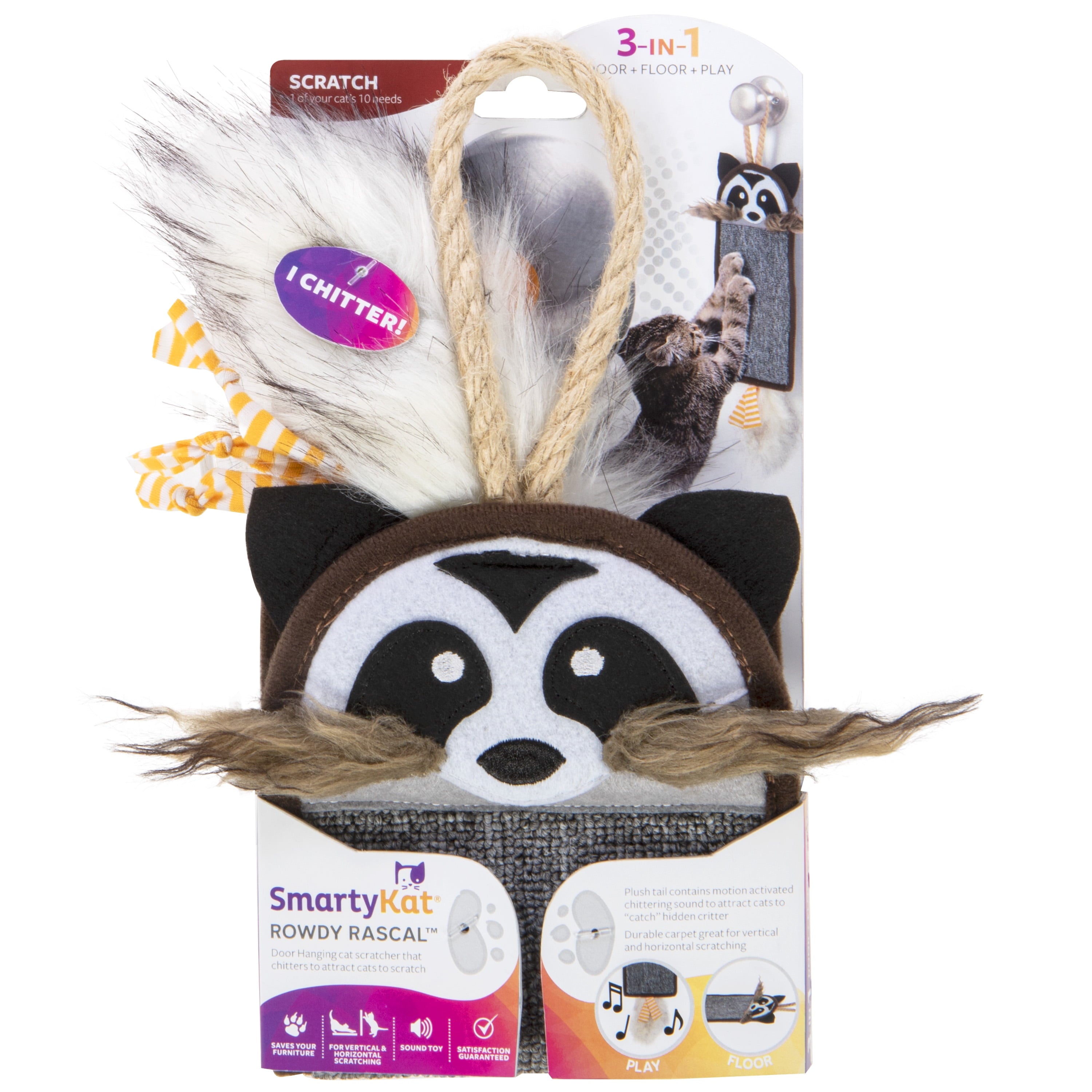 SmartyKat Rowdy Rascal Sound Cat Toy Mat & Hanging Carpet Cat Scratch Pad