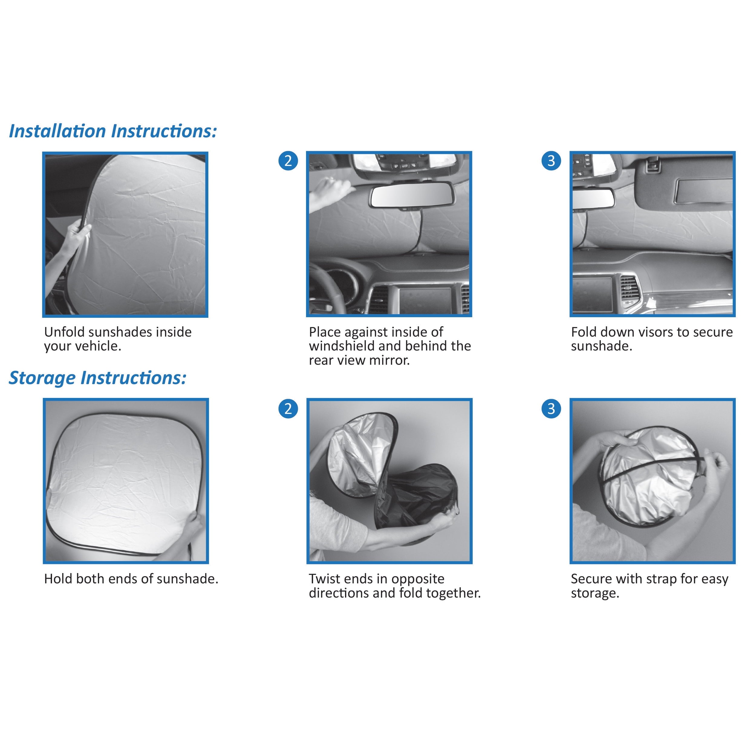 Genuine Dickies Classics Pinstripes Auto Twist Sunshade, Black and Gray, 41807WDI