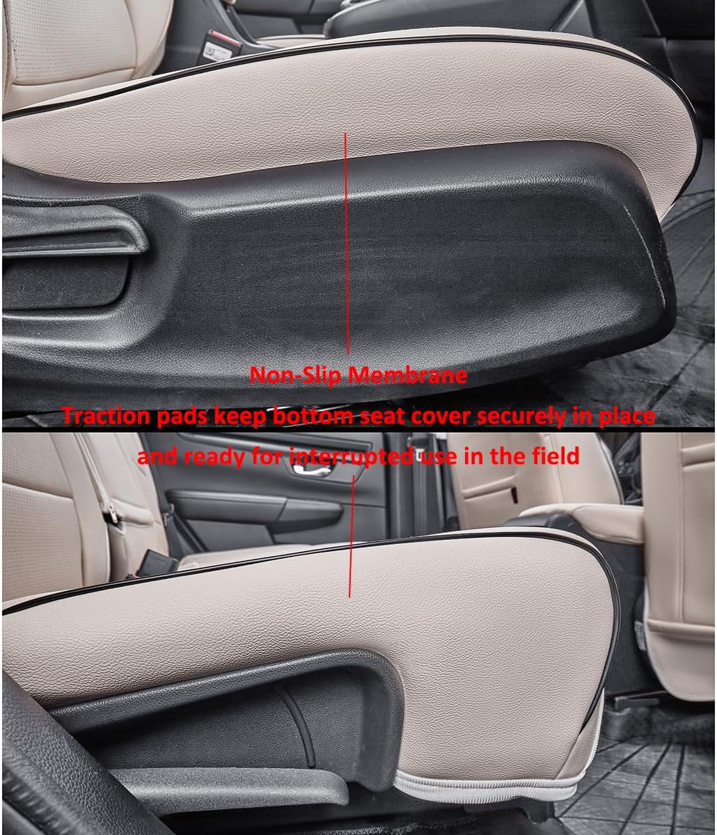 EKR Custom Fit CRV Seat Covers for Honda CRV EX,EXL,Hybrid 2023 2024 - Full Set Breathable Leather Auto Seat Covers(Beige)