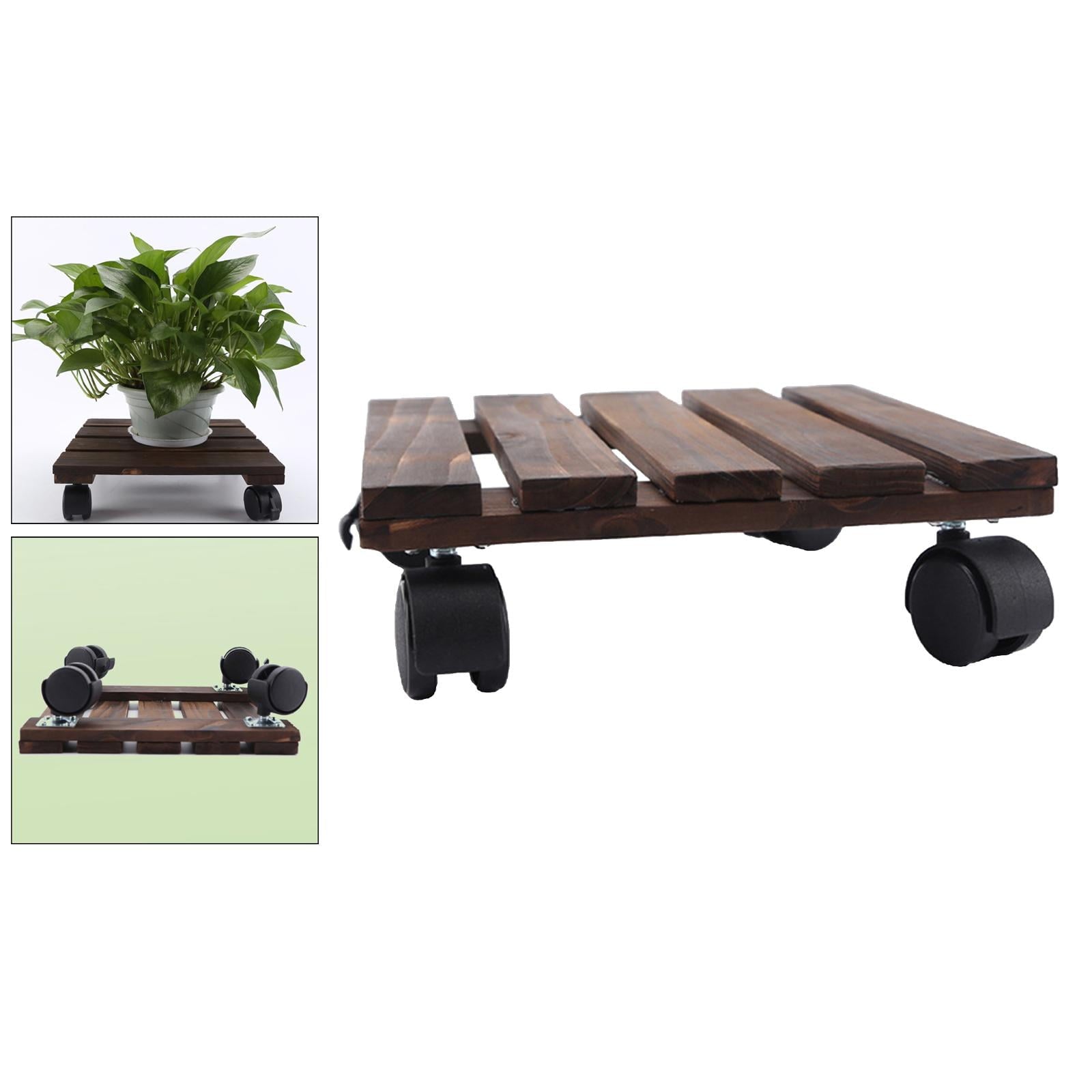 Rolling Plant Stand Pallet Square Flower Pot Trolley Stand 25x25cm