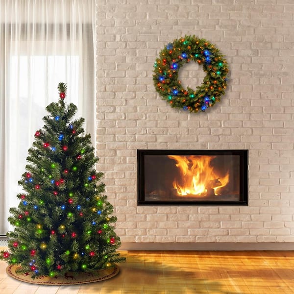4.5 ft. North Valley Spruce Artificial Christmas Tree with Multicolor Lights