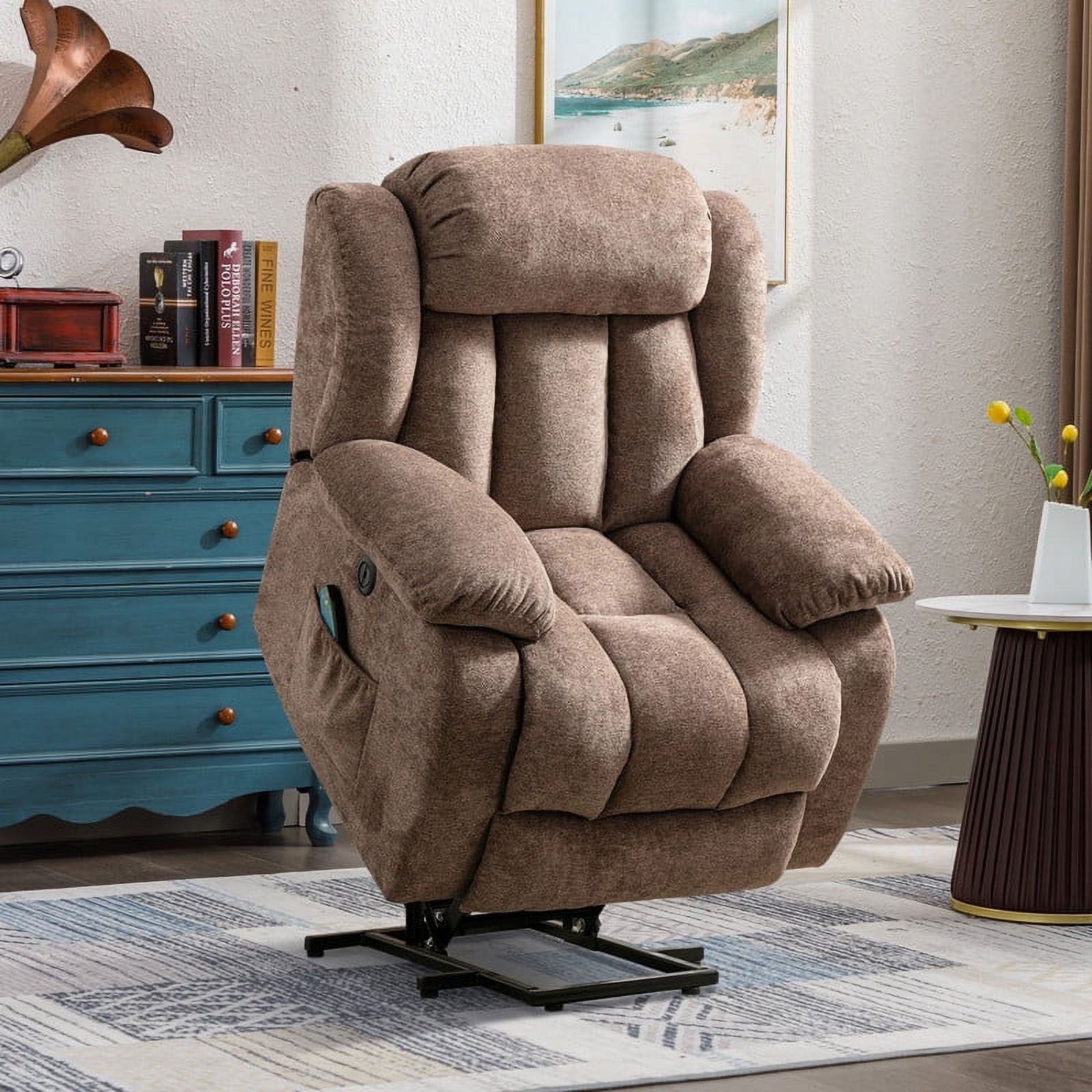 Ebello Design Electric Lift Chair Recliner with Massage Heating and Vibration function, Heavy duty and Safe movement Reclining Chair