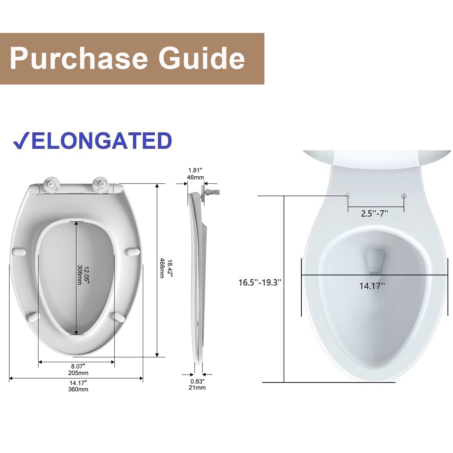 R&T Elongated Toilet Seat Soft Slow Close with Built-in Night Light White Plastic