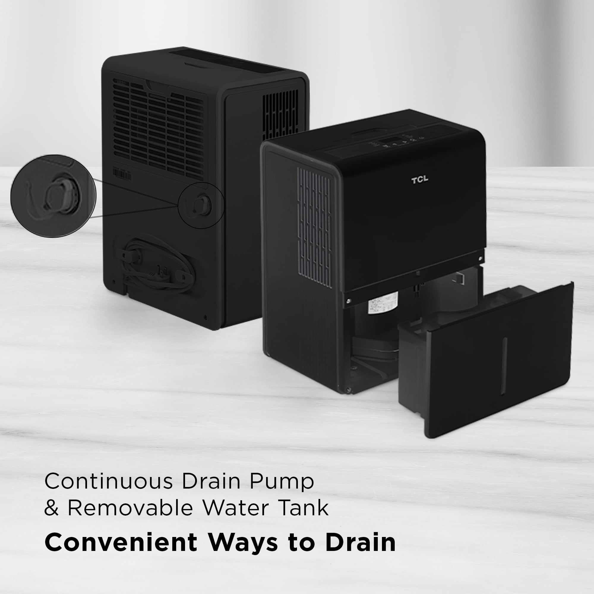 TCL 50 Pint Smart Dehumidifier with Pump, Black, W50D9P2-B