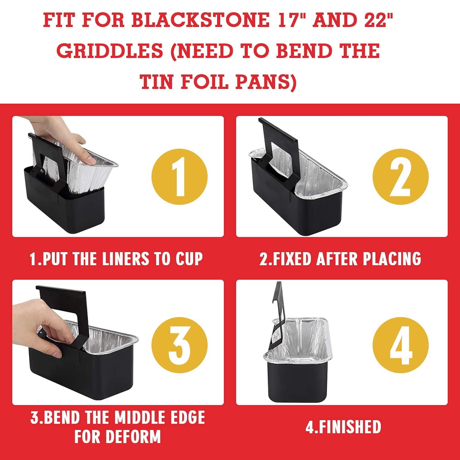 SONGLAM 45-Pack Blackstone Rear Grease Cup Liners - Foil Aluminum Drip Pans Fit for Blackstone 36 Inch l 30 Inch l 28 Inch l 22 Inch l 17 Inch Rear Grease Griddle