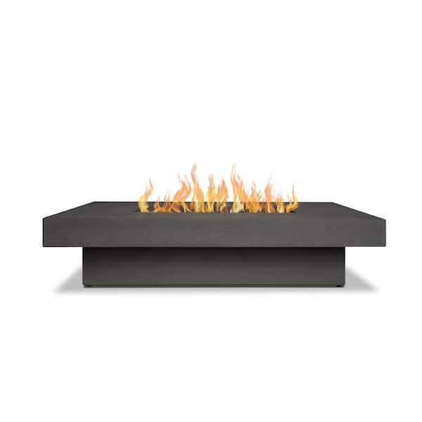 Scarborough 60 in. L X 14 in. H Outdoor GFRC Liquid Propane Fire Pit in Carbon with Lava Rocks