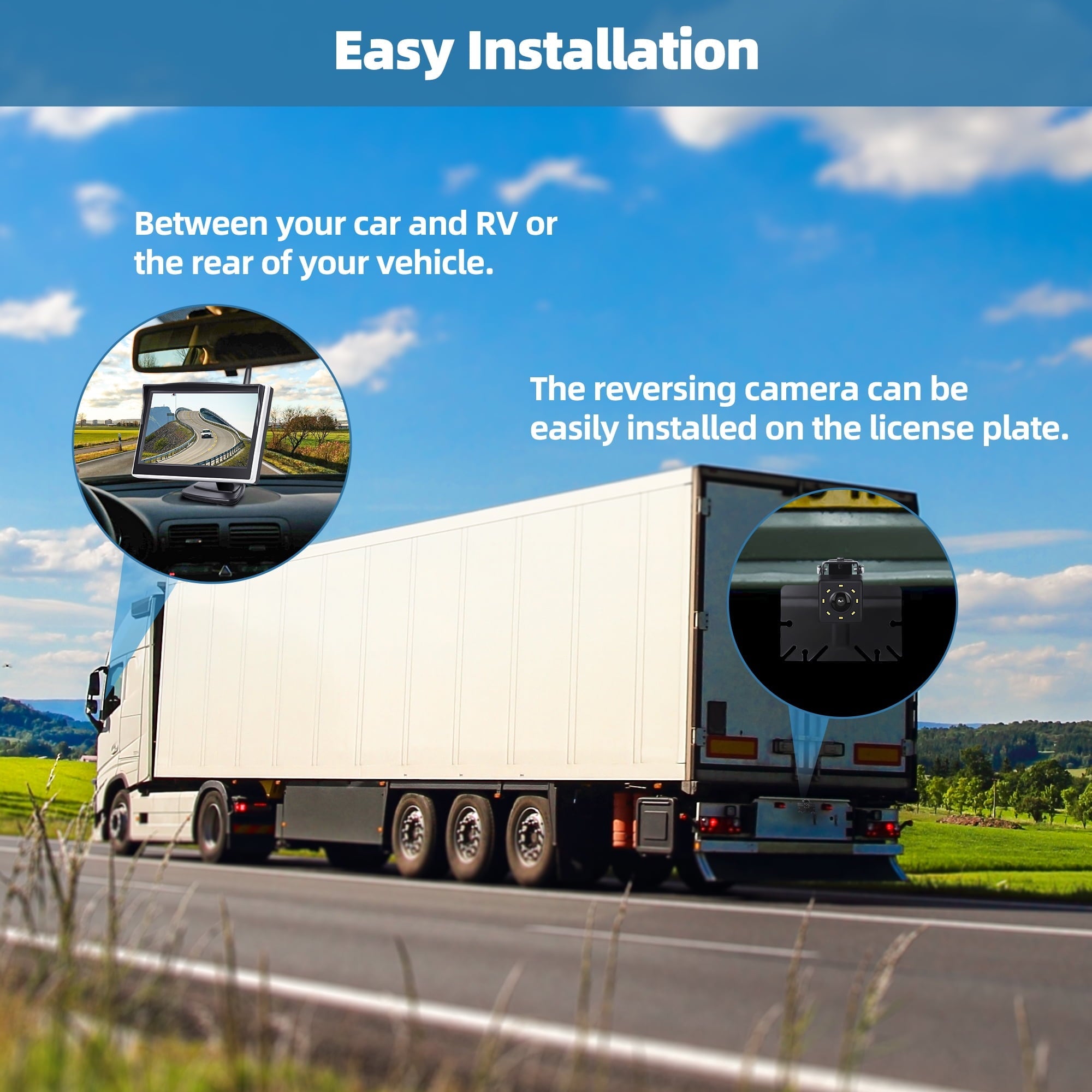 TOGUARD Digital Signal Wireless Back up Camera Kit, 5'' Monitor 1080P Waterproof Rear Backup Camera with 8 LED IR Night Vision for Cars Trucks Van Large Vehicles