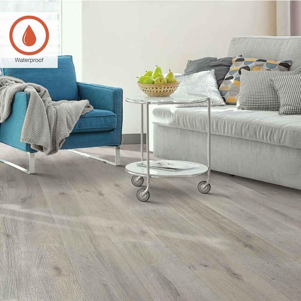 Outlast+ Montage Grey Oak 12 mm T x 7.4 in. W Waterproof Laminate Wood Flooring (19.6 sqft/case)