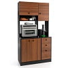 Giantex Microwave Stand Cabinet, Freestanding Kitchen Storage Pantry, Natural