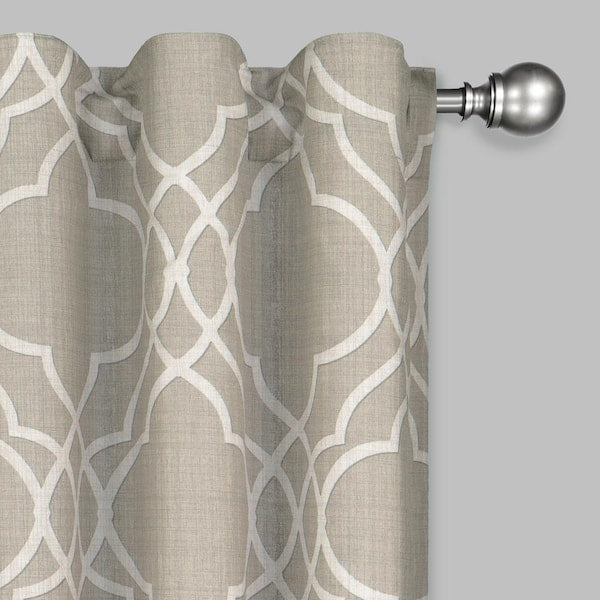 Garden Gate Pewter Floral Cotton 50 in. W x 95 in. L Light Filtering Single Rod Pocket Back Tab Curtain Panel