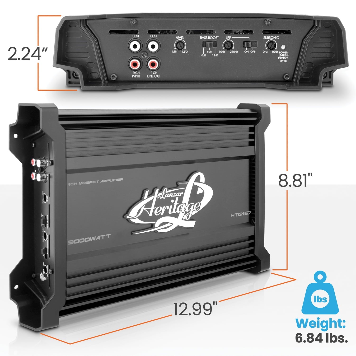 Lanzar HTG157 3000W Mono MOSFET Car Audio Power Amplifier Amp Stereo with 2 Ohm