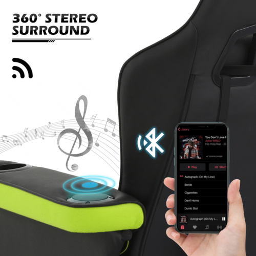 [PRO GAME]Computer Racing Chair Massage Recliner Swivel Seat w/Bluetooth Speaker