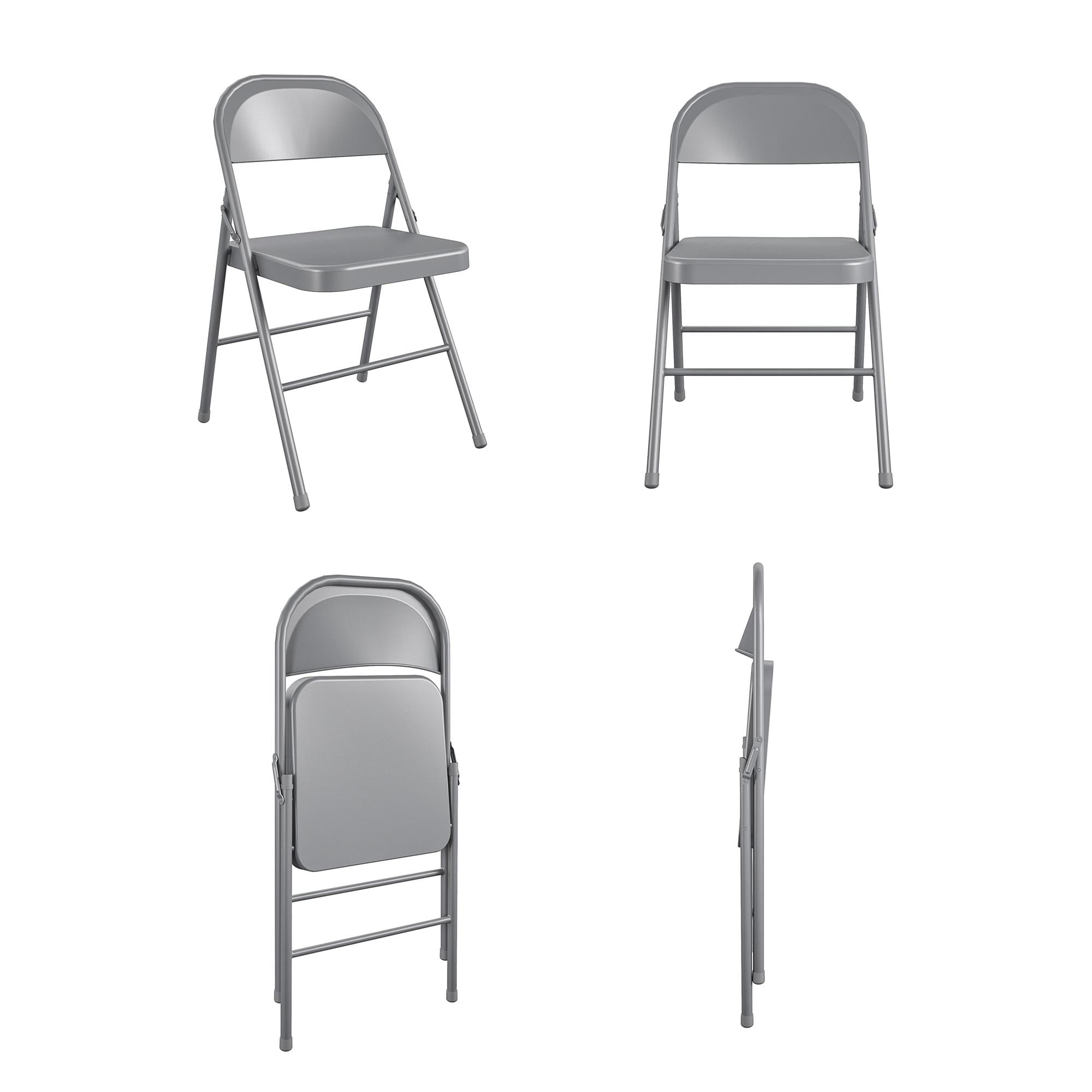 Mainstays All-Steel Metal Folding Chair, Double Braced, Gray