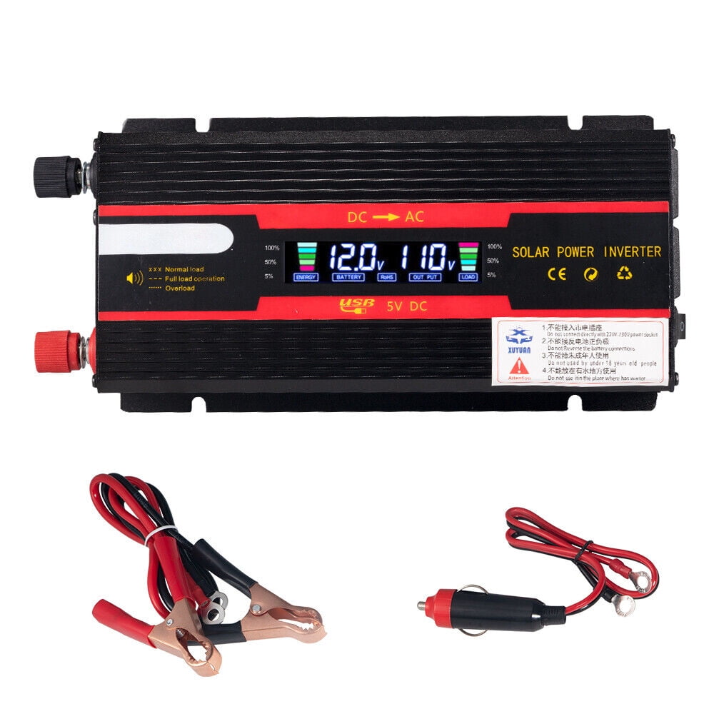 JLLOM 3000W/4000W Car Power Inverter DC 12V To AC 110V Pure Sine Wave Solar Converter LCD