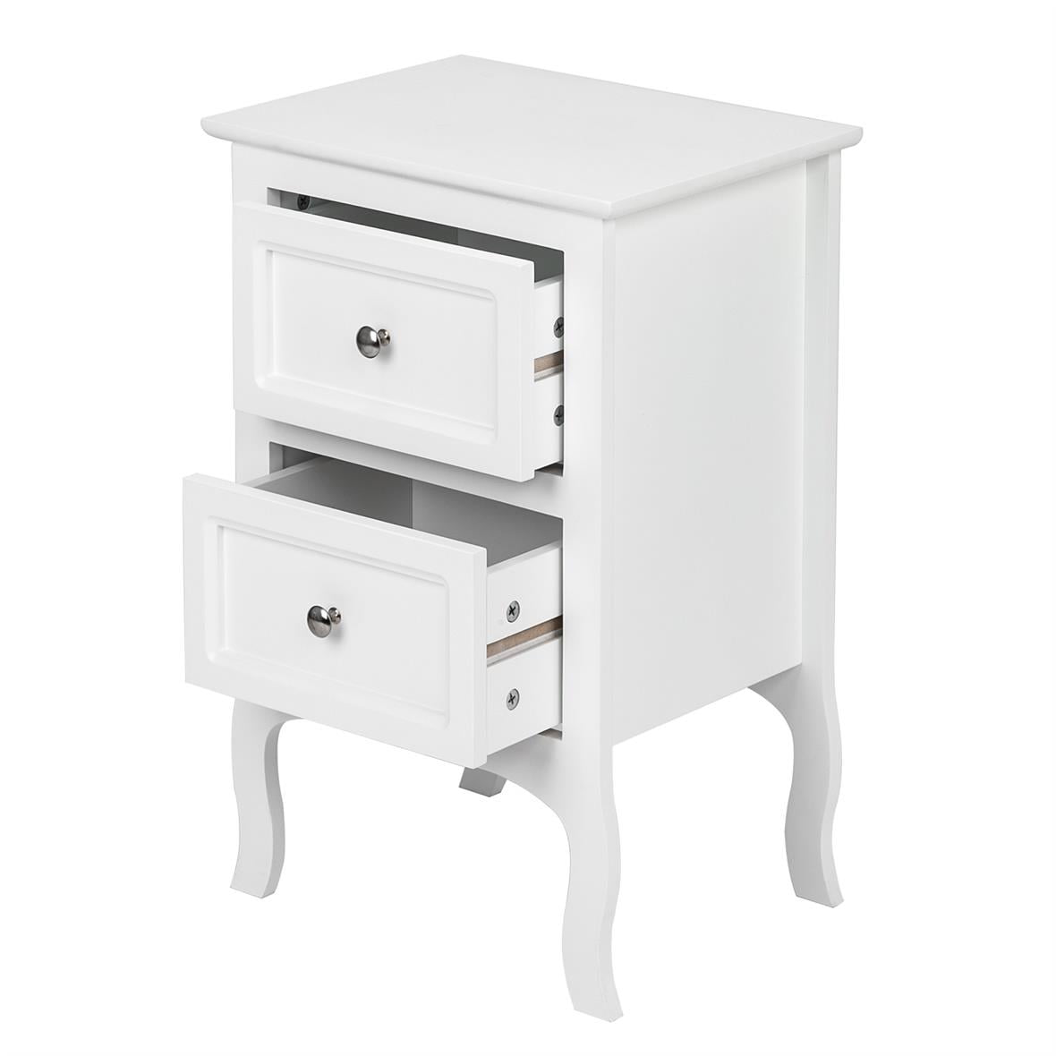 UBesGoo Nightstand End Table with 2 Drawer,White Finish