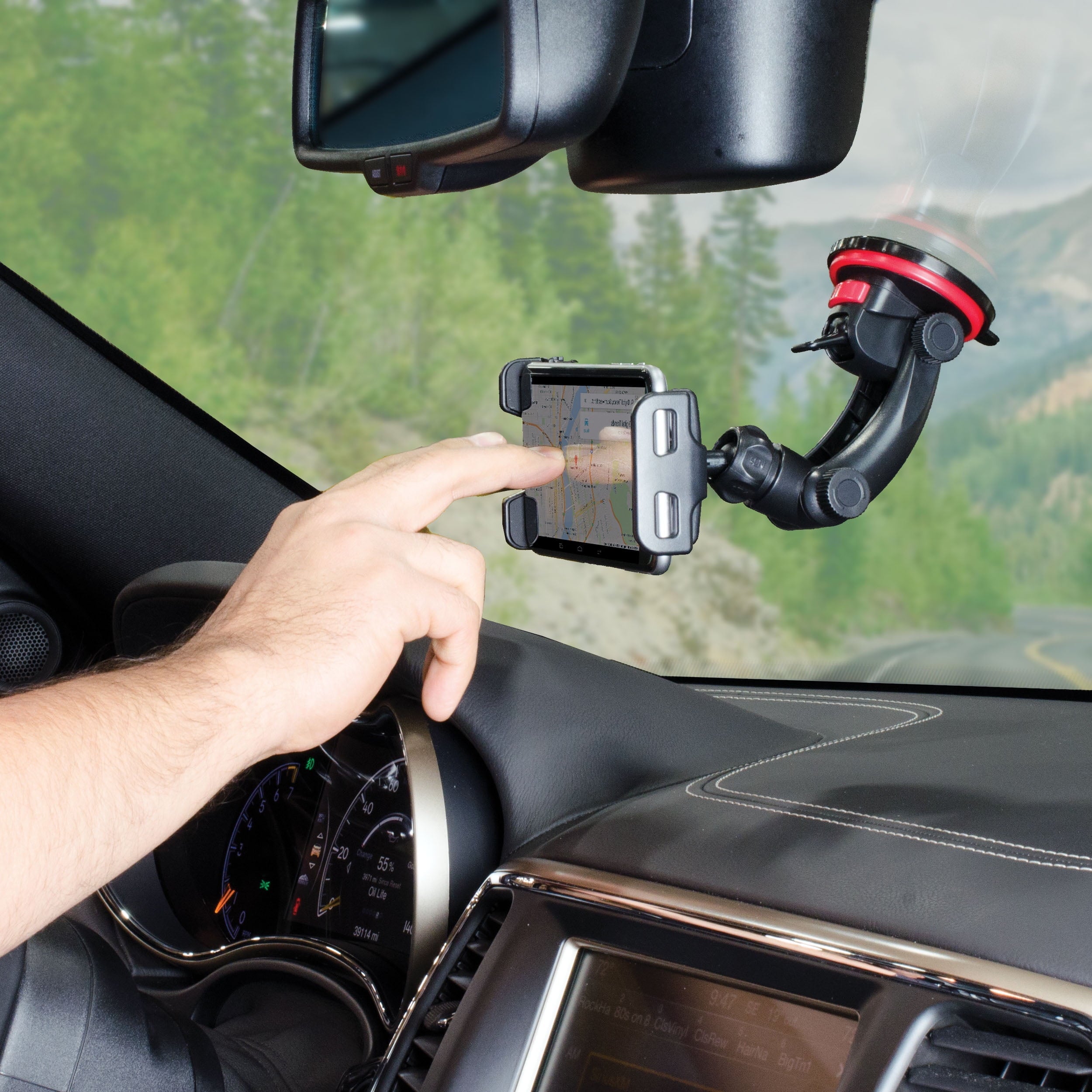 Tuff Tech Super Stick Universal Car Mount Phone Holder Desk Stand with Suction Cup Base and Adjustable Arm for -iPhone, Samsung, LG, Moto, Huawei, Smartphones