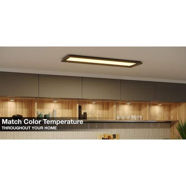 Augusta 50 in. x 15 in. Satin Nickel, White Frame CCT Selectable LED Flush Mount Ceiling Light 4000 Dimmable Lumens