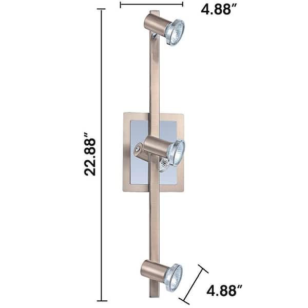 Rottelo 2 ft. 3-Light Matte Nickel/Chrome Fixed Track Lighting Kit