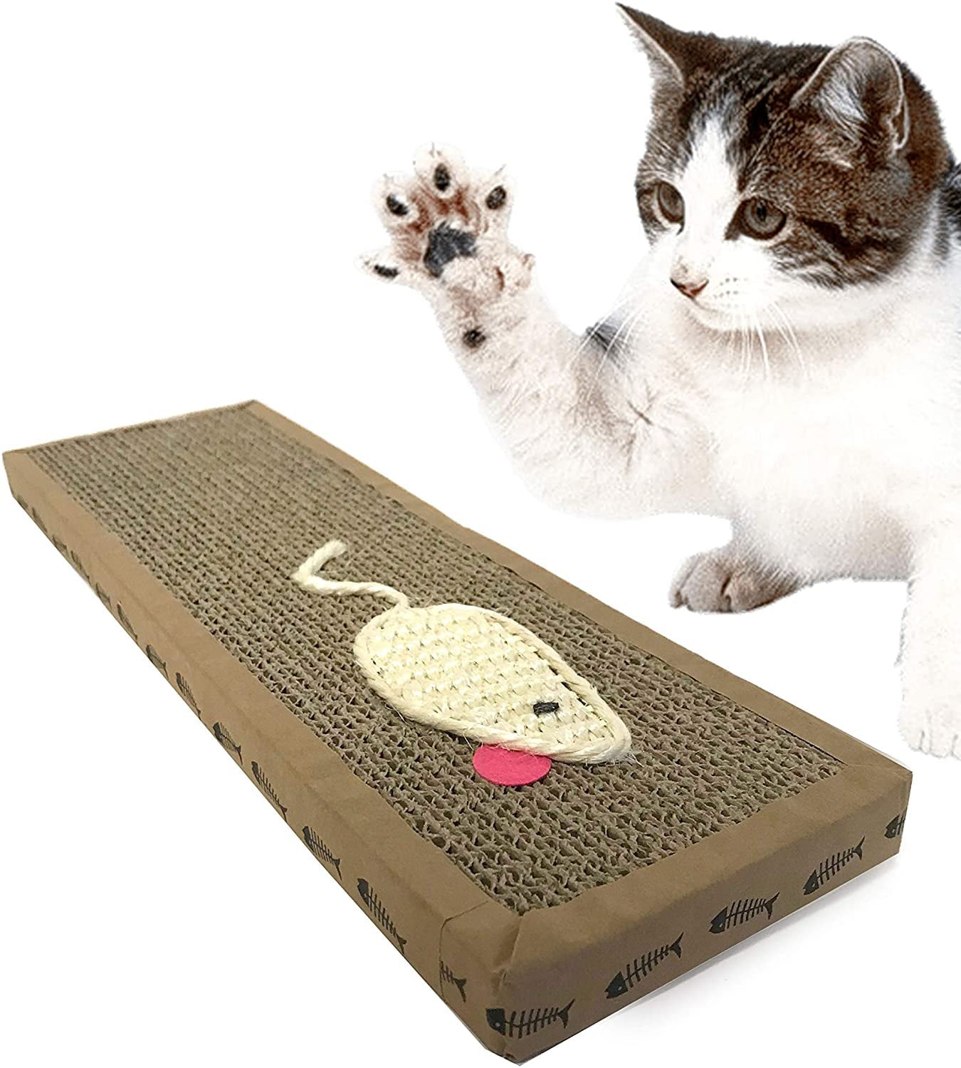 Dependable Industries Cat Scratch Cardboard Catnip Scratching Pad Scratcher Lounge Sofa Bed Post Interactive Cat Toy