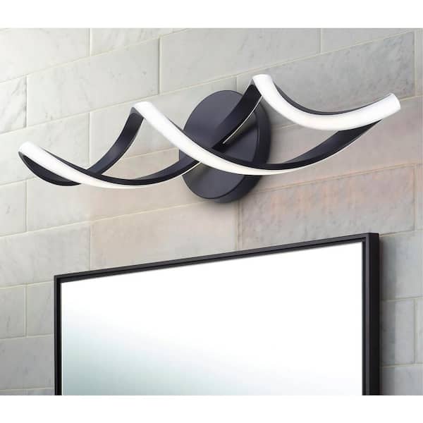 26.6 in. 1-Light LED Modern Black Bathroom Vanity Light