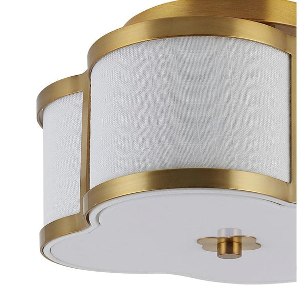 Quatrefoil 13 in. Brass Gold Metal Shade Scalloped Classic Glam LED Flush Mount