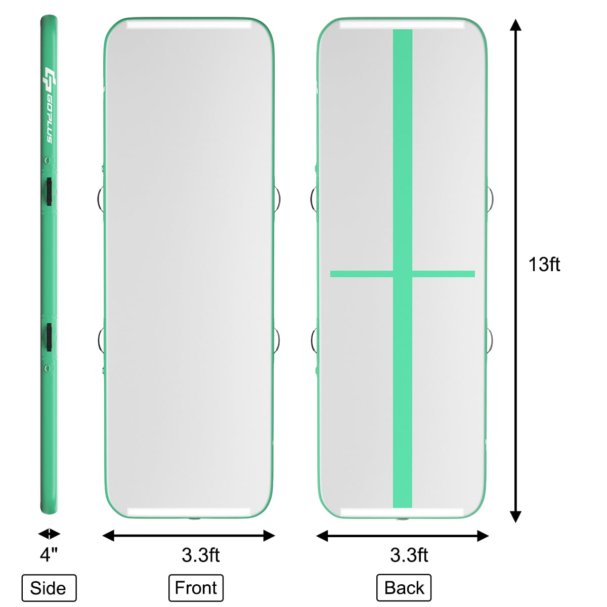 Goplus 13FT Air Track Inflatable Gymnastics Tumbling Mat w/ Pump Green