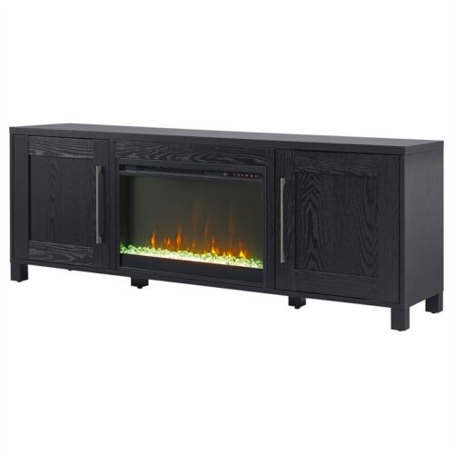 Henn&Hart 68" Black Grain Fireplace Insert TV Stand