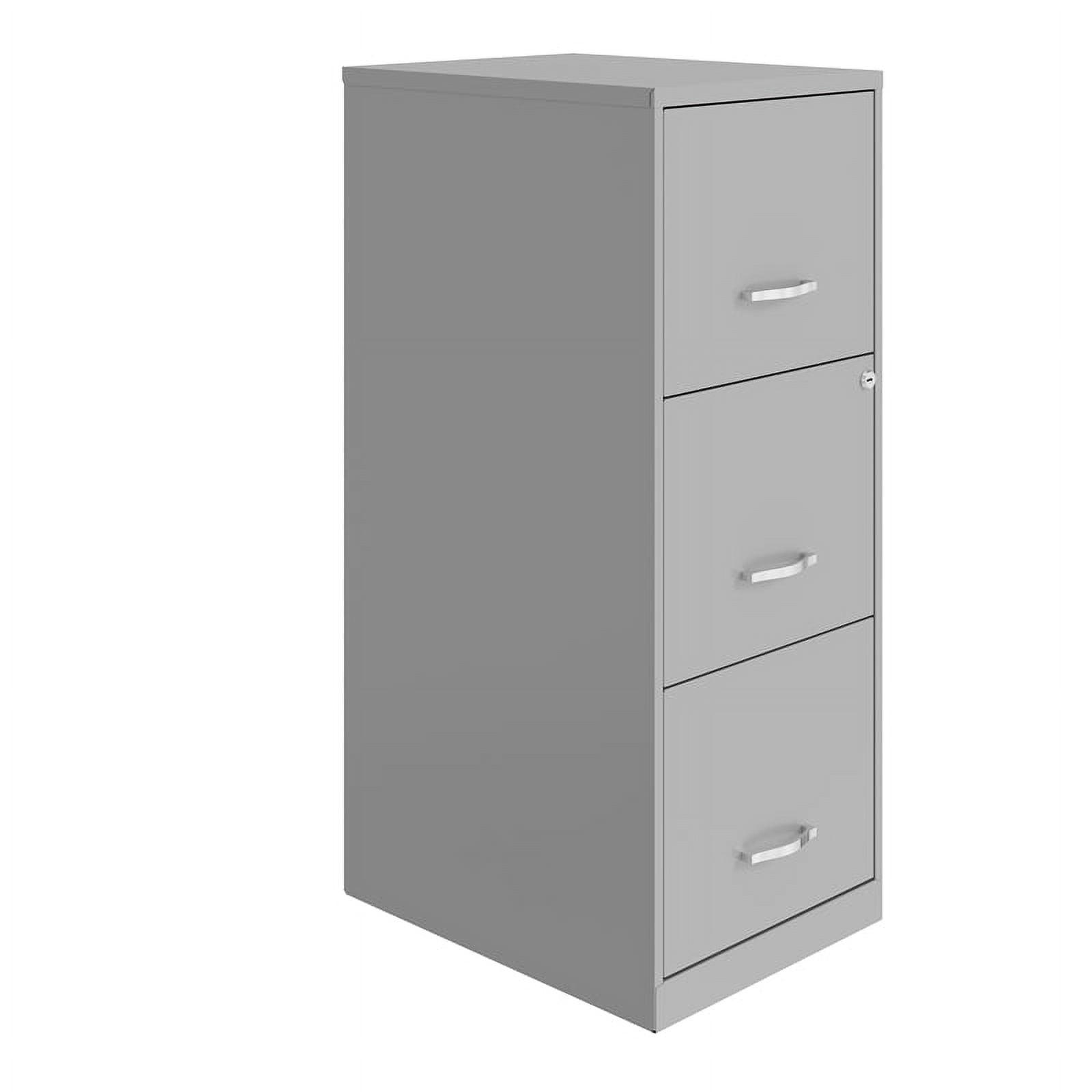 Space Solutions 3 Drawer Modern Metal Vertical File Cabinet with Lock in Silver