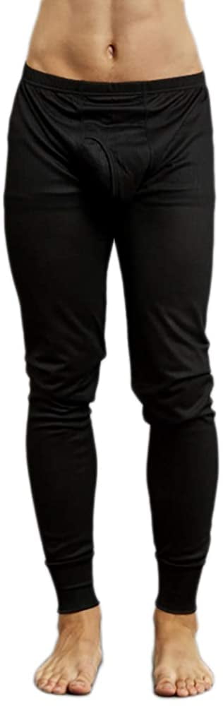 Knocker Men's 2-Piece Long Johns Thermal Underwear Pajama Set (Black, S)