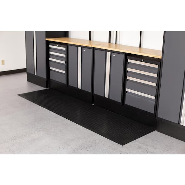 Small Coin 27 in. W x 96 in. L Midnight Black Commercial Grade Vinyl Performance Garage Flooring Runner