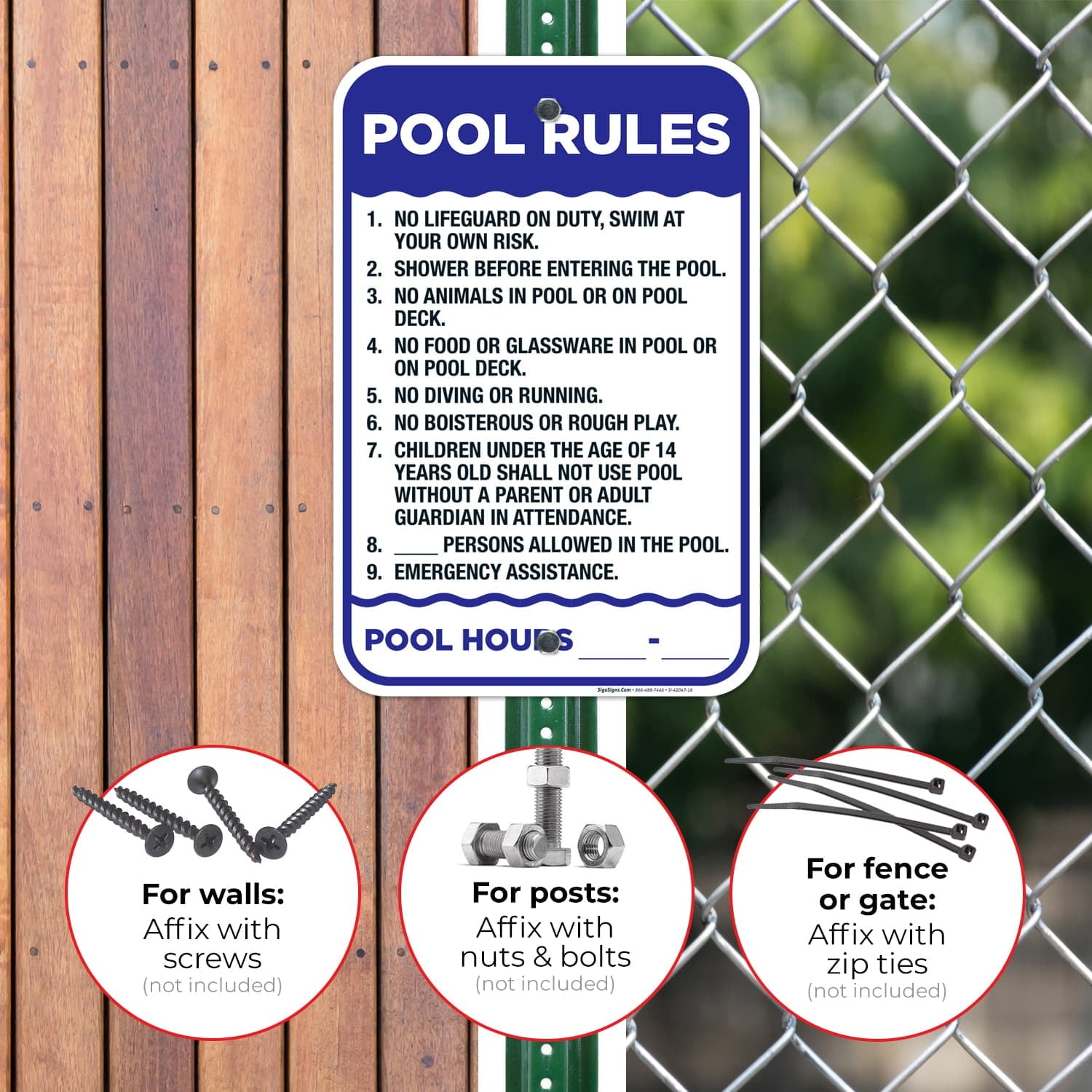 Pool Rules Sign,