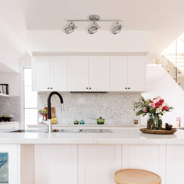 Samara Collection 3-Light Brushed Nickel Track Lighting with Dimmable 50-Watt LED GU10 Bulb Included